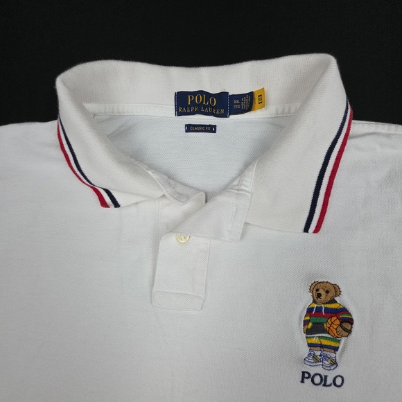 Polo Ralph Lauren Other - Polo Ralph Lauren Classic Fit Basketball Bear Polo Shirt Mens XXL White Cotton